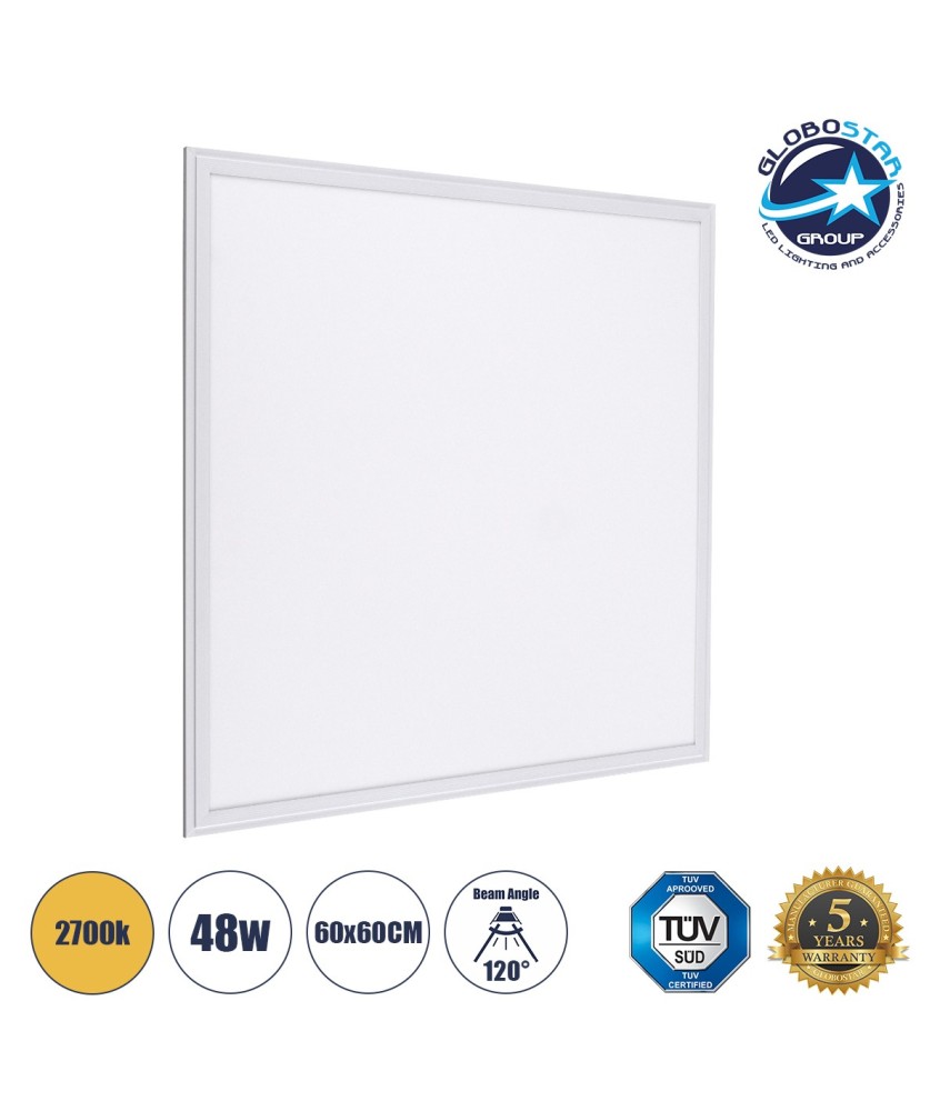 GLOBOSTAR® PANELETI 60211 Χωνευτό Panel Οροφής 60x60 LED 48W 4320lm 120° UGR 19 AC 220-240V IP20 Θερμό Λευκό 2700K - Lumileds SMD Chip & TÜV SÜD Driver - Λευκό Γαλακτερό - Μ60 x Π60 x Υ1.5cm - Q56 x 56cm - 5 Χρόνια Εγγύηση